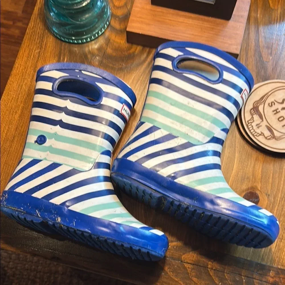 Hunter Blue and White Rain & Snow Boots